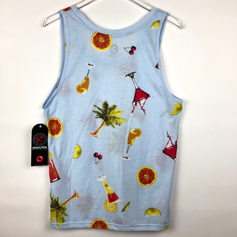 One Resolution Clothing S Men Cocktail Print Tank - Picture 2 of 5
